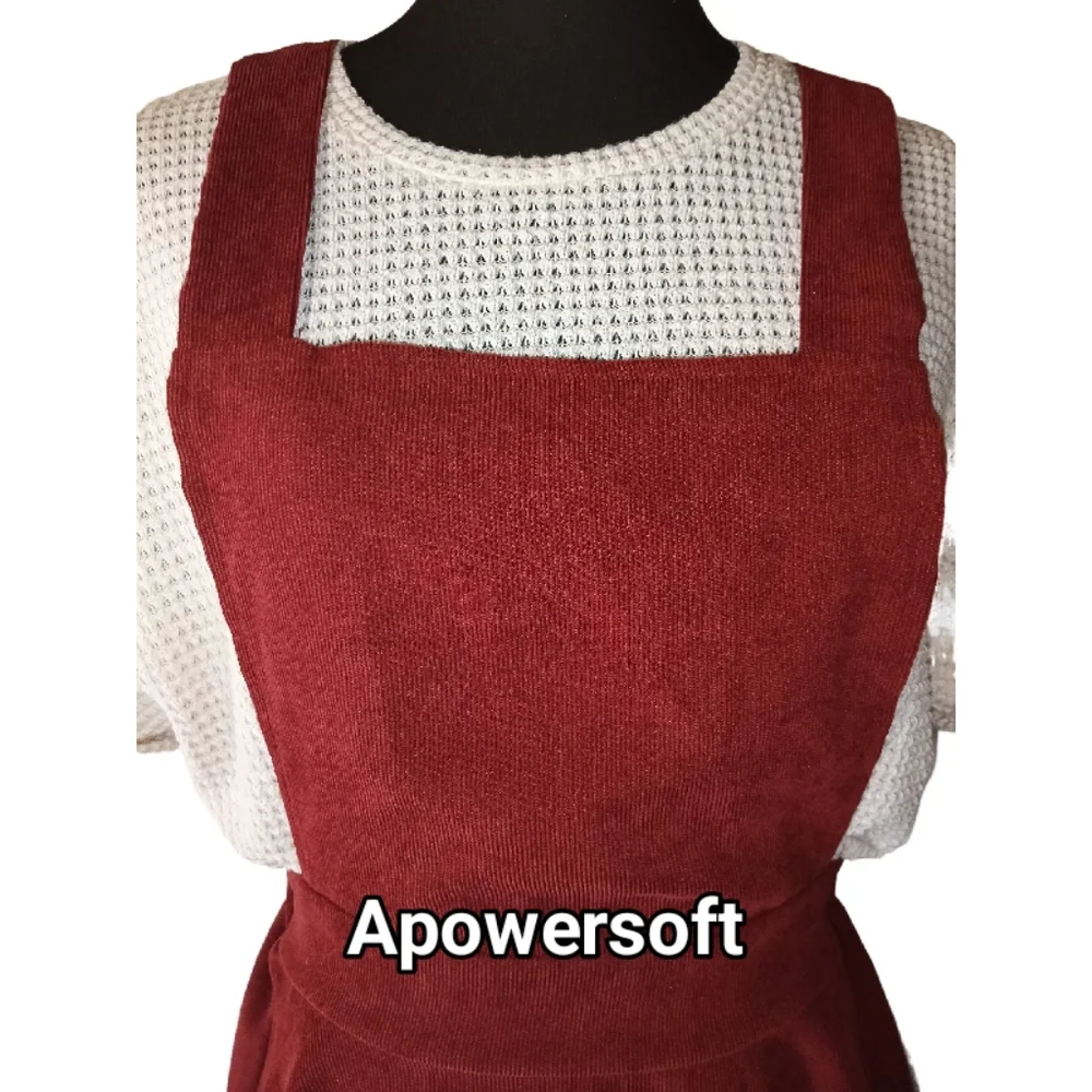 Burgundy Corduroy Jumper Dress (0223) - Picture 3 of 5